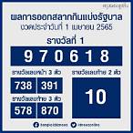สลากกินแบ่งรัฐบาล 1 เมษายน 2565